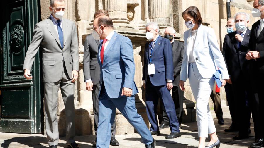 LA MINISTRA de Turismo, Reyes Maroto, estuvo el 3 de junio en Santiago para asistir a la inauguración del Congreso Mundial Xacobeo, presidido por el rey Felipe VI. Foto: A. Hernández 