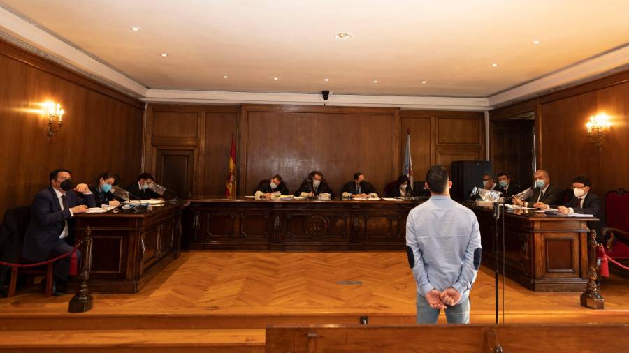 Un testigo declara en la Audiencia Provincial de Pontevedra durante la vista en segunda instancia contra la empresa Audasa (Pontevedra). Foto: B.Ciscar