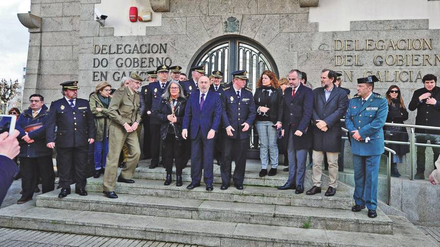 concentración el pasado mes de febrero ante el edificio de la Delegación del Gobierno, en A Coruña, por el caso de violencia de género de Clara María Expósito. Foto: Almara