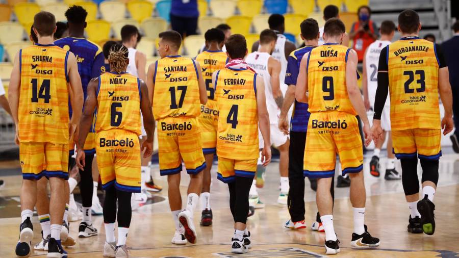 Los jugadores del Gran Canaria, en un partido de esta temporada. Foto: acbPhoto/M. Henríquez
