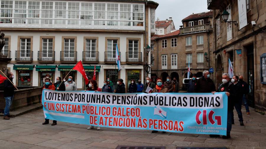 Protesta da CIG na Praza do Toural de Santiago. Foto: CIG