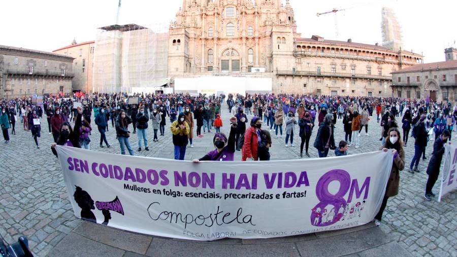 reivindicación. Manifestación por el Día Internacional de la Mujer en Santiago. Foto: Fernando Blanco