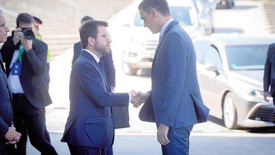 Pere Aragonès y Pedro Sánchez tras las jornadas anuales del Cercle d’Economia. Foto: E. Press