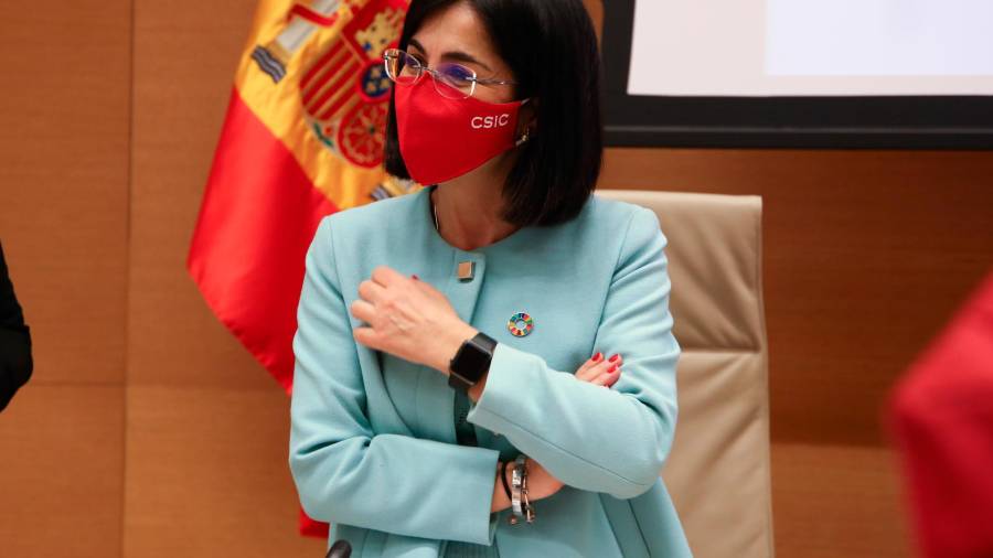 La ministra de Sanidad, Carolina Darias, durante la Comisión de Sanidad del Congreso este jueves (Madrid). Foto: EUROPA PRESS/R.Rubio