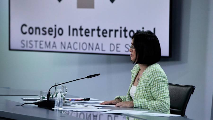 La ministra de Sanidad, Carolina Darias, tras la reunión del Consejo. Foto: J.Hellín 