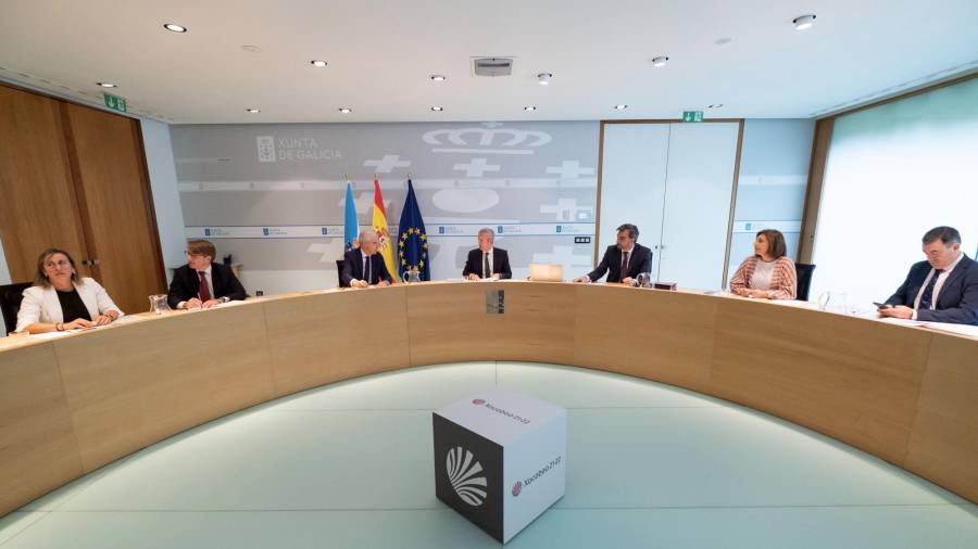 El presidente de la Xunta, Alfonso Rueda, presidiendo esta mañana el Consello de la Xunta