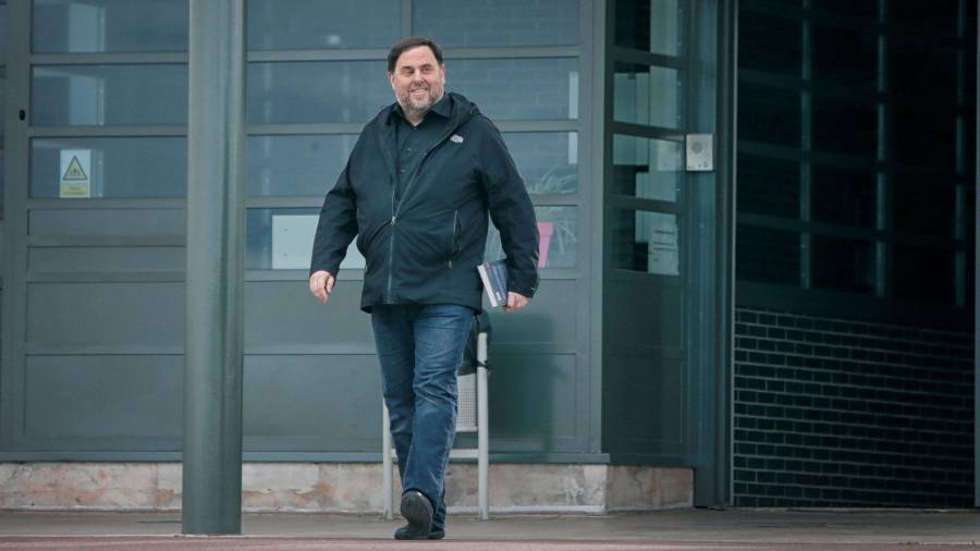 Oriol Junqueras en su primera salida de prisión el pasado mes de marzo. EFE