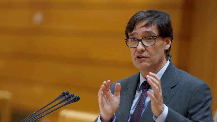 El ministro de Sanidad, Salvador Illa, durante una sesión de control al gobierno en el Pleno del Senado en Madrid el pasado 30 de junio. EFE/J.J. Guillén