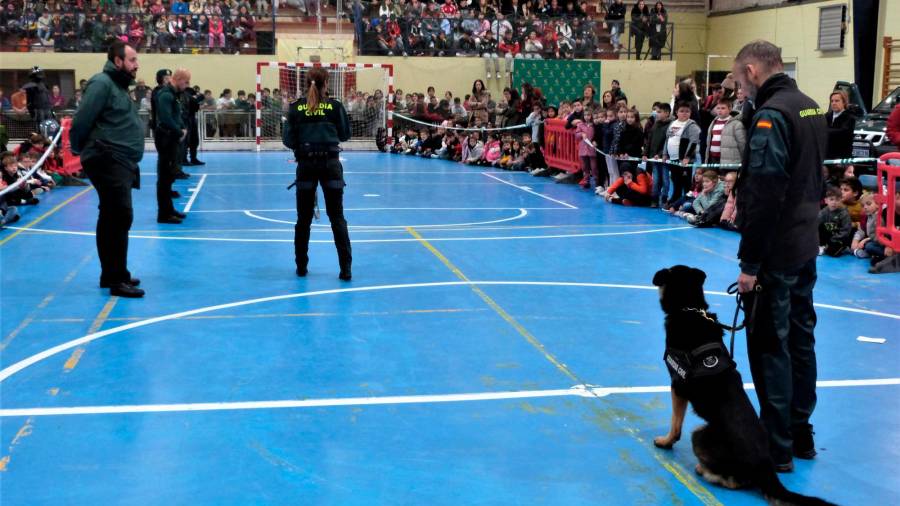 Exhibición da Garda Civil no polideportivo de Vimianzo. Foto: J. M. R.