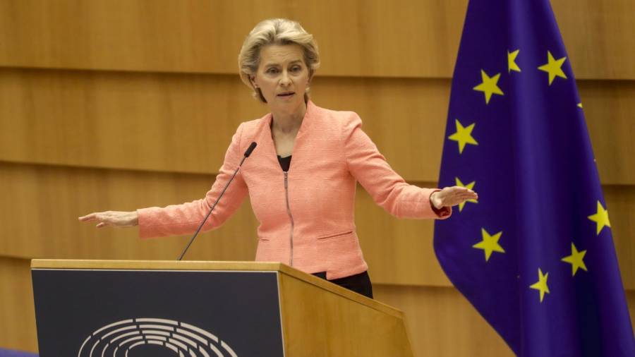 Ursula von der Leyen ayer durante su discurso. Foto: Efe