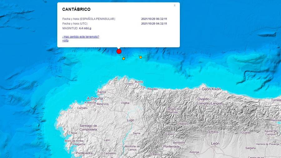 Un terremoto de intensidad 4,4 cerca de Cariño se siente en toda Galicia y en Asturias
