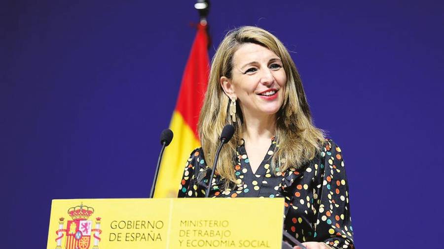 GOBIERNO. La ministra de Trabajo, Yolanda Díaz, durante un discurso. Foto: Europa Press