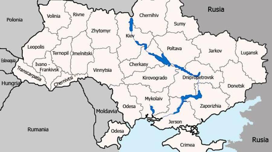 mapa. Corredor de regiones bajo control ruso, faltaría Zaporiyia por sucumbir. Foto: ECG