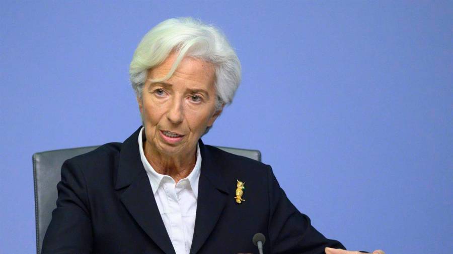 Christine Lagarde explicando algunos de los acuerdos adoptados por el BCE. Foto: E. Press