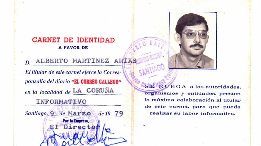 Documento de corresponsal del diario en A Coruña, fechado en marzo de 1979.