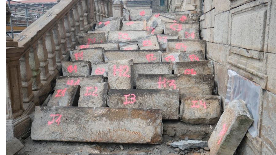 escalinata del obradoiro, uno de los puntos clave durante la excavación. Foto: Fundación Catedral de Santiago