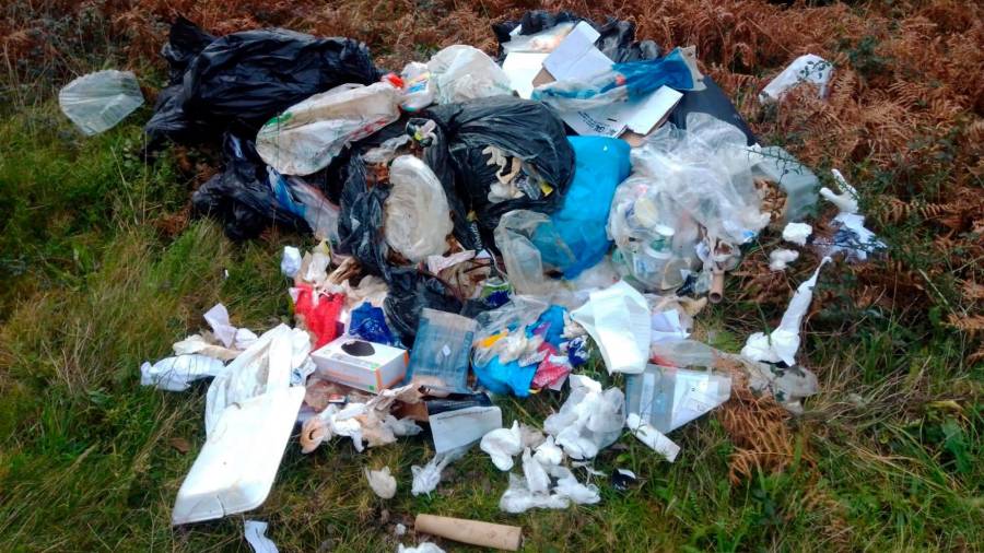 Imagen de la basura abandonada en Montelouro. Foto: C. M.