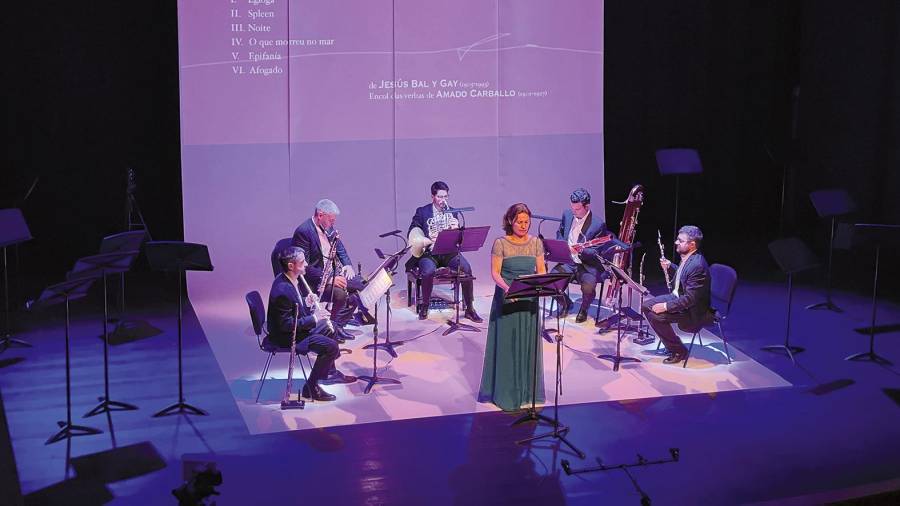 Os compoñentes do Zoar Ensemble nun momento do Concerto das Letras Galegas. Foto: CCG