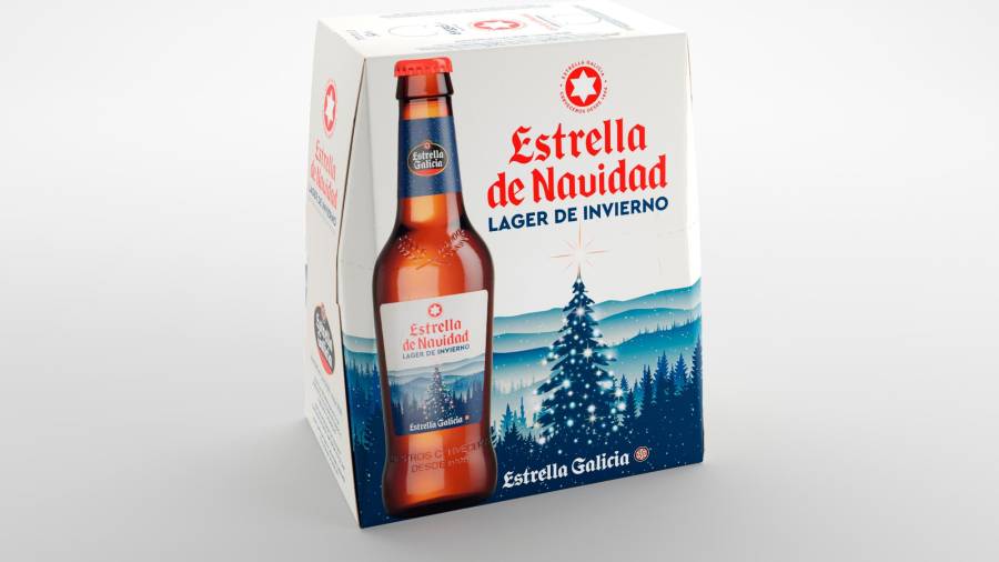 Paquete de cervezas Estrella de Navidad. Foto: E.G.