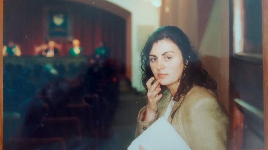 Otoño de 1994 en el salón de actos del compostelano colegio La Salle. Foto:ECG 