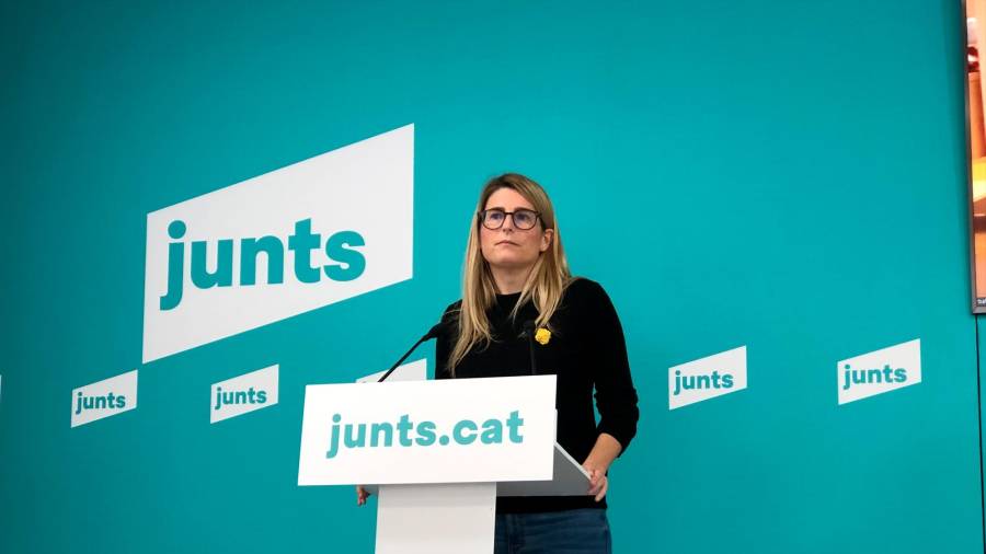 Elsa Artadi, vicepresidenta y portavoz de JxCat, en rueda de prensa telemática. Foto: E.P.