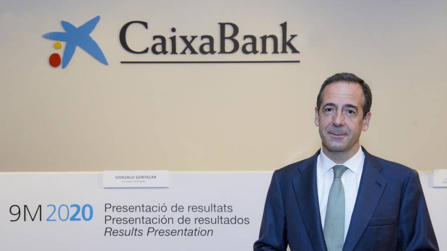 El consejero delegado de CaixaBank, Gonzalo Cortázar, durante la presentación de los resultados. CAIXABANK