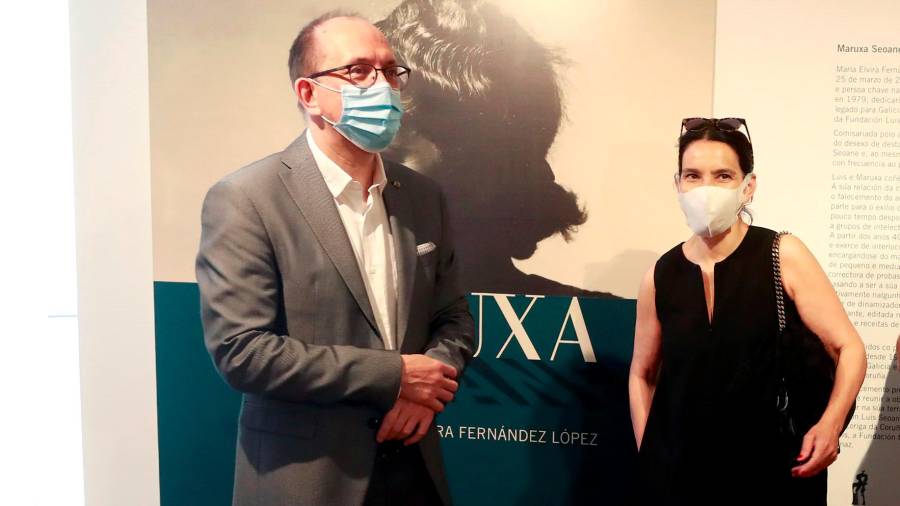 Anxo M. Lorenzo y Mercedes Rosón en la inauguración de la exposición ‘Maruxa Seoane’ en la Fundación Granell