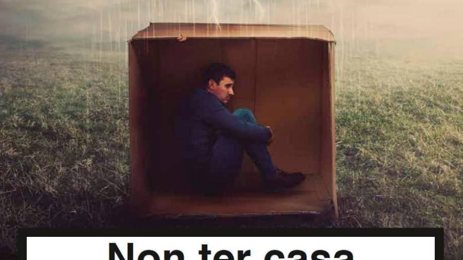 Campaña de Cáritas Nadie sin hogar 2020, aquí en Galicia bajo el demoledor lema Non ter casa mata. Foto: Cáritas