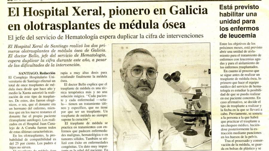 Entrevista al doctor José Luis Bello en EL CORREO GALLEGO en enero de 1995.