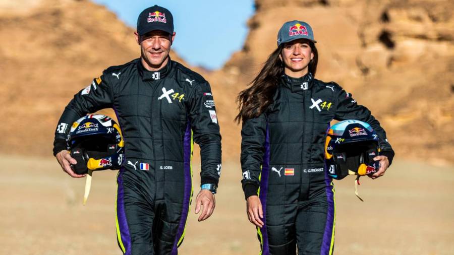 El francés Sébastien Loeb y la española Cristina Gutiérrez (Team X44) fueron terceros en la Extreme E. Foto: CG