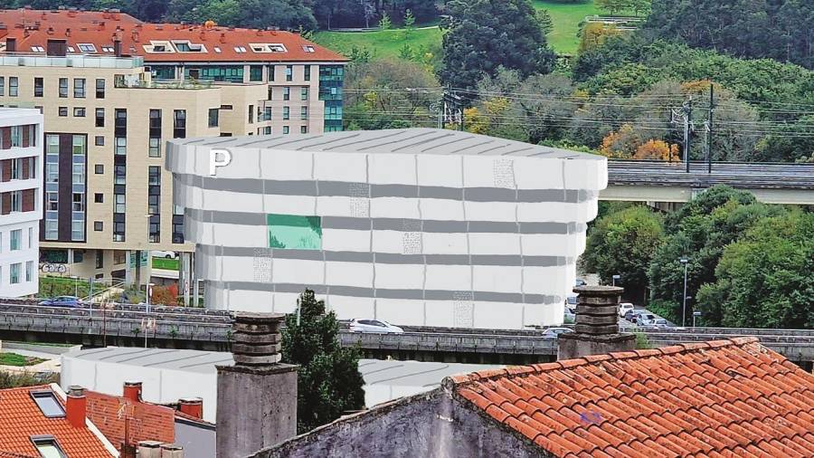 Vista de la fachada volada sobre Antón Fraguas desde lo alto de la Avenida Ferrol