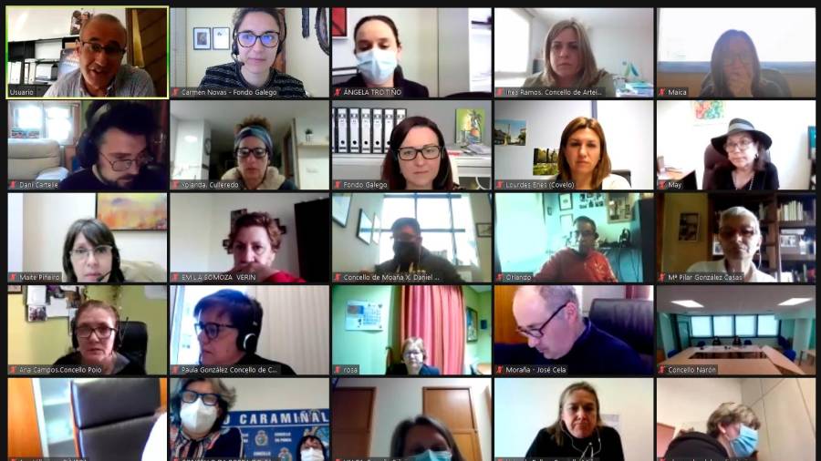 Un momento de la videoconferencia del Fondo Galego de Cooperaciçón e Solidaridade. Foto: CDA