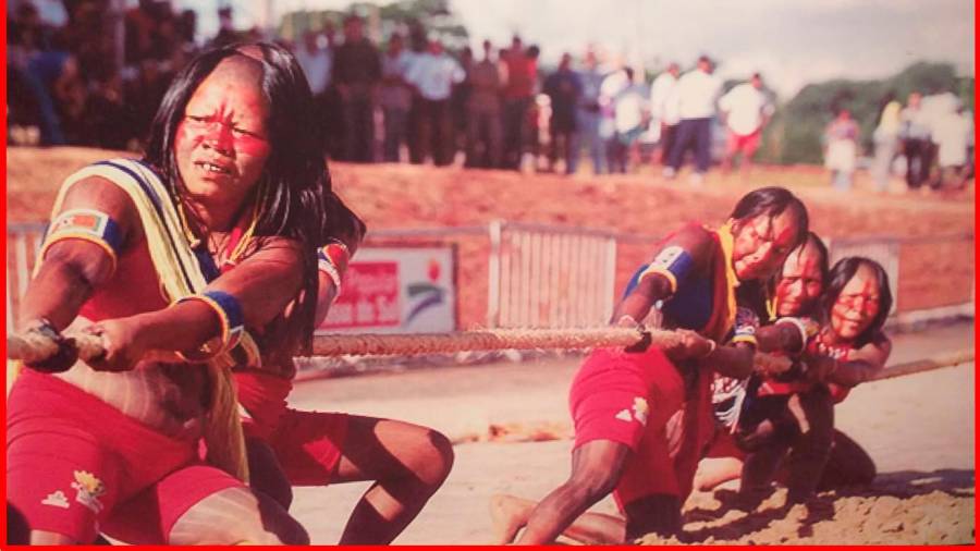 Una de las imágenes de la muestra sobre el juego indígena Turra da Maroma. Foto: Melga