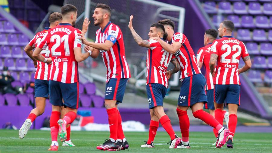 Los jugadores del Atlético festejan el tanto de Correa. Foto: AFP7 Europa Press