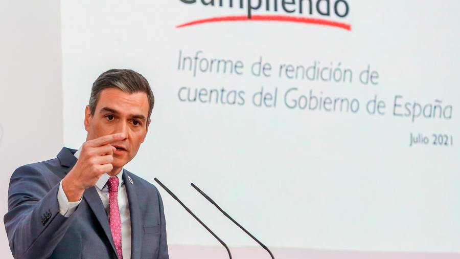 Pedro Sánchez durante su balance realizado desde Moncloa. Foto: Ricardo Rubio/Europa Press