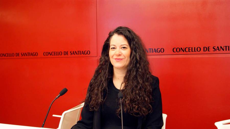 La portavoz de Compostela Aberta, María Rozas, en rueda de prensa. Archivo. FOTO: AYUNTAMIENTO DE SANTIAGO