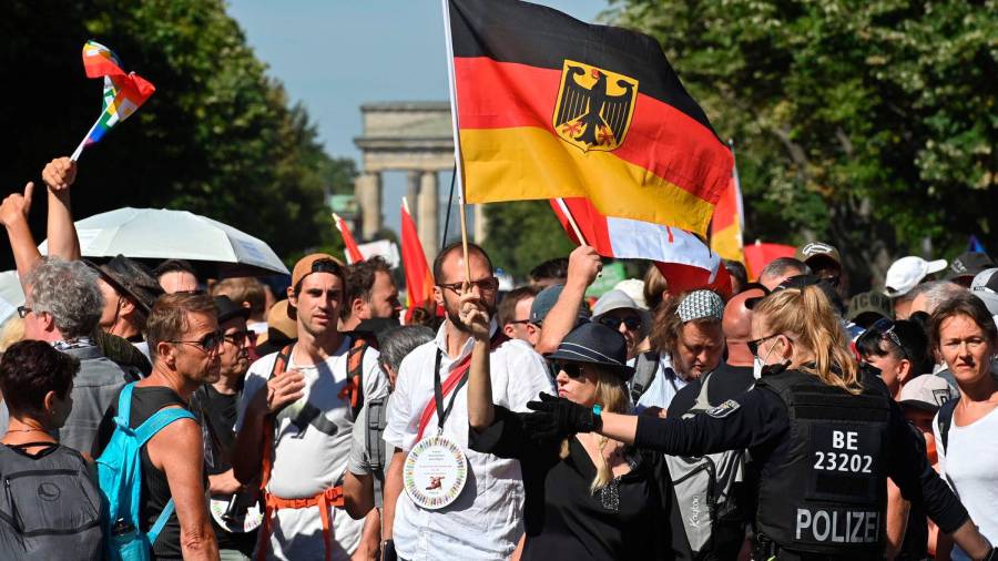 Protesta en Berlín contra las restricciones el pasado mes de agosto Foto: AFP