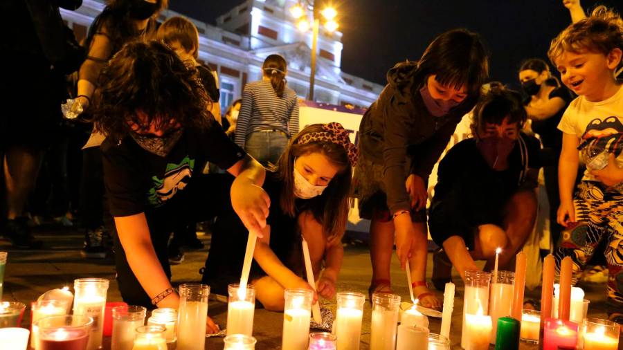 Concentración en la madrileña Puerta del Sol contra los feminicidios . Foto: E.P.