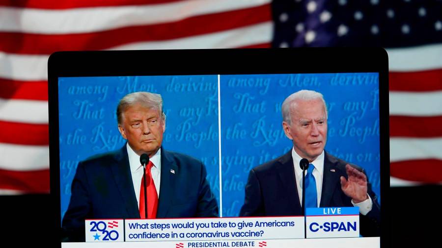 Donald Trump y Joe Biden en el segundo debate electoral FOTO: LIU JIE
