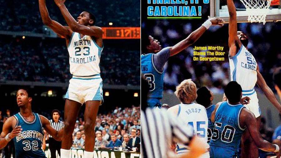 INICIO. Michael Jordan (23) en un partido de 1982 entre su equipo, North Carolina, y Duke. Foto: State Archives of North Carolina Raleigh