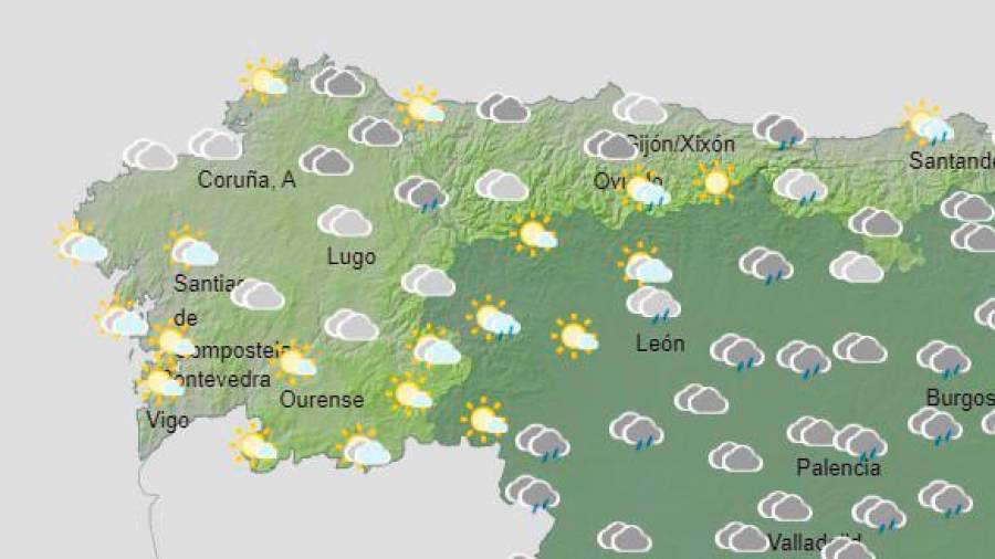 Un frente dejará lluvias, con Lugo, Pontevedra y A Coruña en alerta por viento y fenómenos costeros
