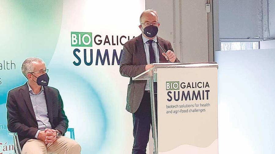 proyectos. Xosé Sánchez Bugallo durante su intervención en BioGalicia Summit