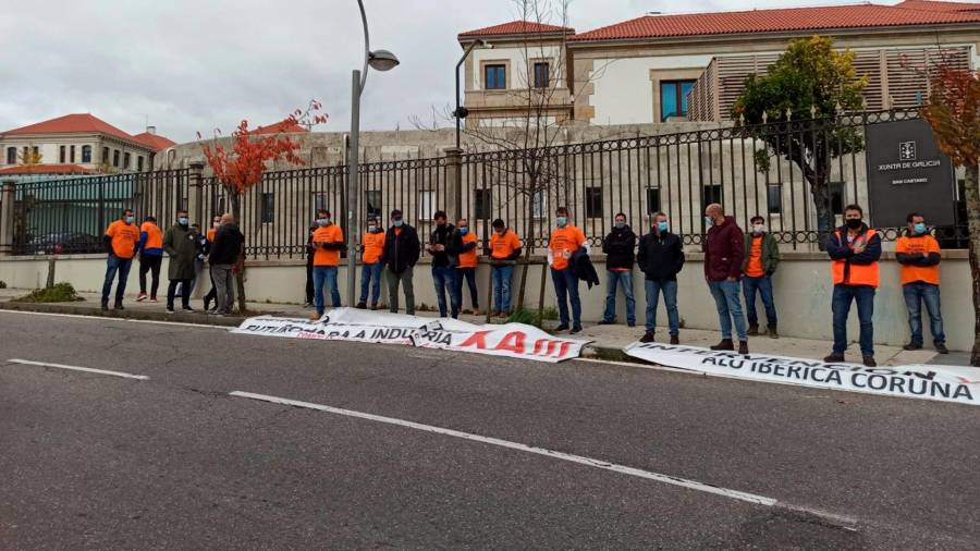 Protesta de trabajadores de Alu Ibérica FOTO: EUROPA PRESS