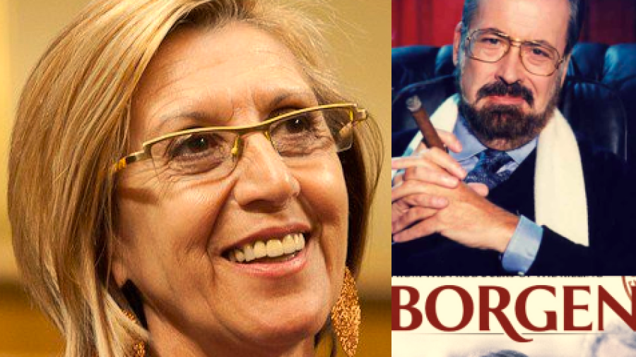 TV. Rosa Díez. Al lado, Chicho Ibáñez Serrador y carátula de ‘Borgen’.