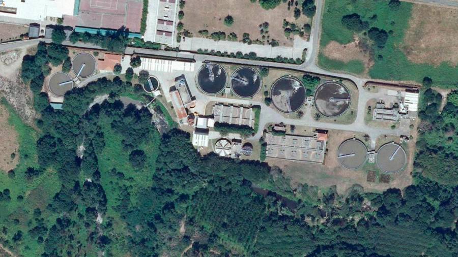 Imagen área de las instalaciones actuales de la depuradora de A Silvouta