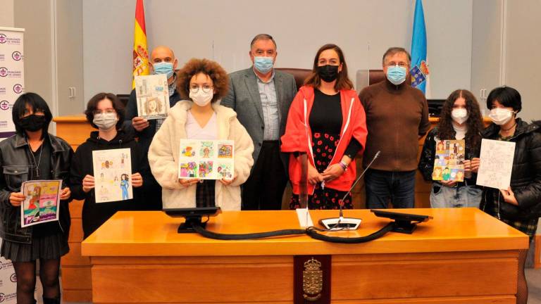 Premiadas no certame da Deputación coruñesa sobre viñetas en pro da igualdade. Foto: Torrecilla