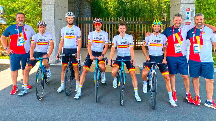 CUENTA ATRÁS La selección española de ciclismo entrenándose en Tokio. Foto: RFEC