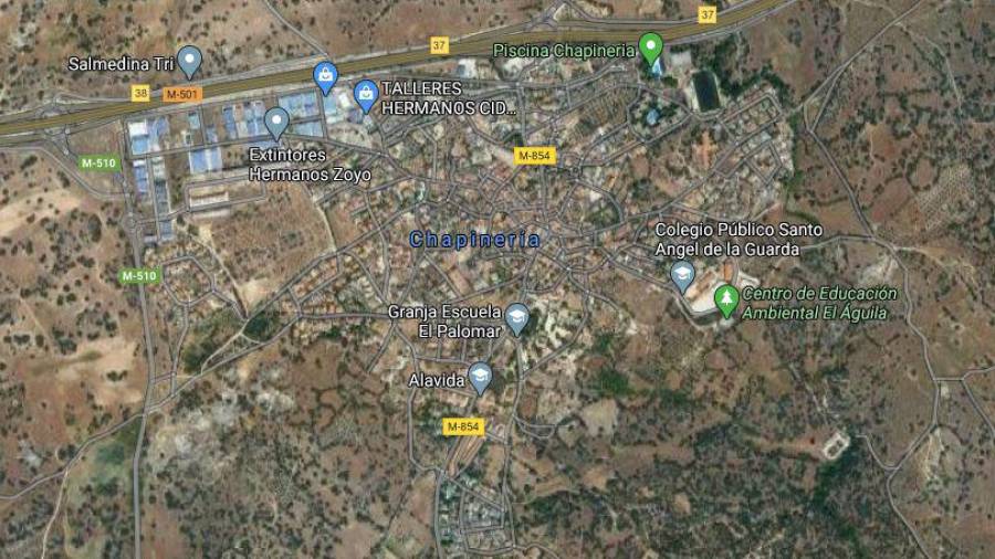 Vista aérea del municipio madrileño de Chapinería, donde fue encontrado el cadáver descuartizado de la mujer. GOOGLE MAPS