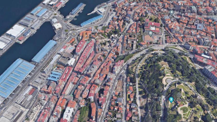 Vista aérea de la ciudad de Vigo. GOOGLE MAPS