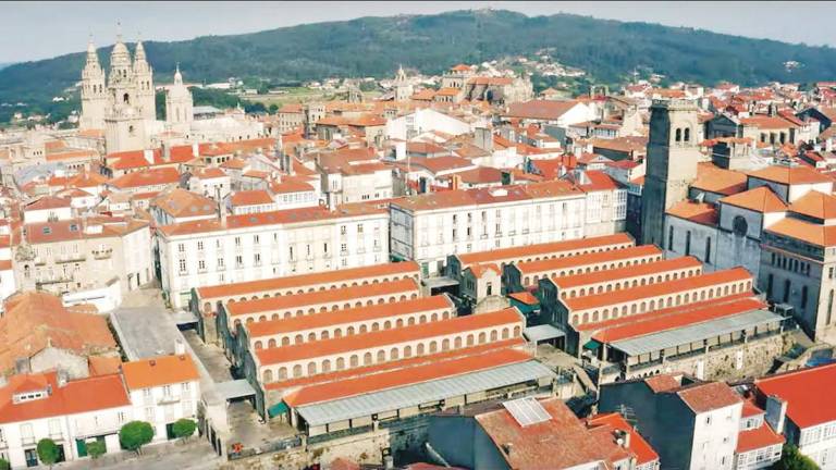 Vista aérea del Mercado de Abastos, emblema de la ciudad sobre el que versa esta nueva gran proyección